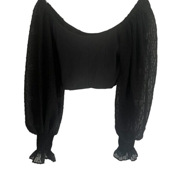 Urban Outfitters Gorgeous Black Top with Shear Gorgeous Detail Sleeves Small - Picture 6 of 16
